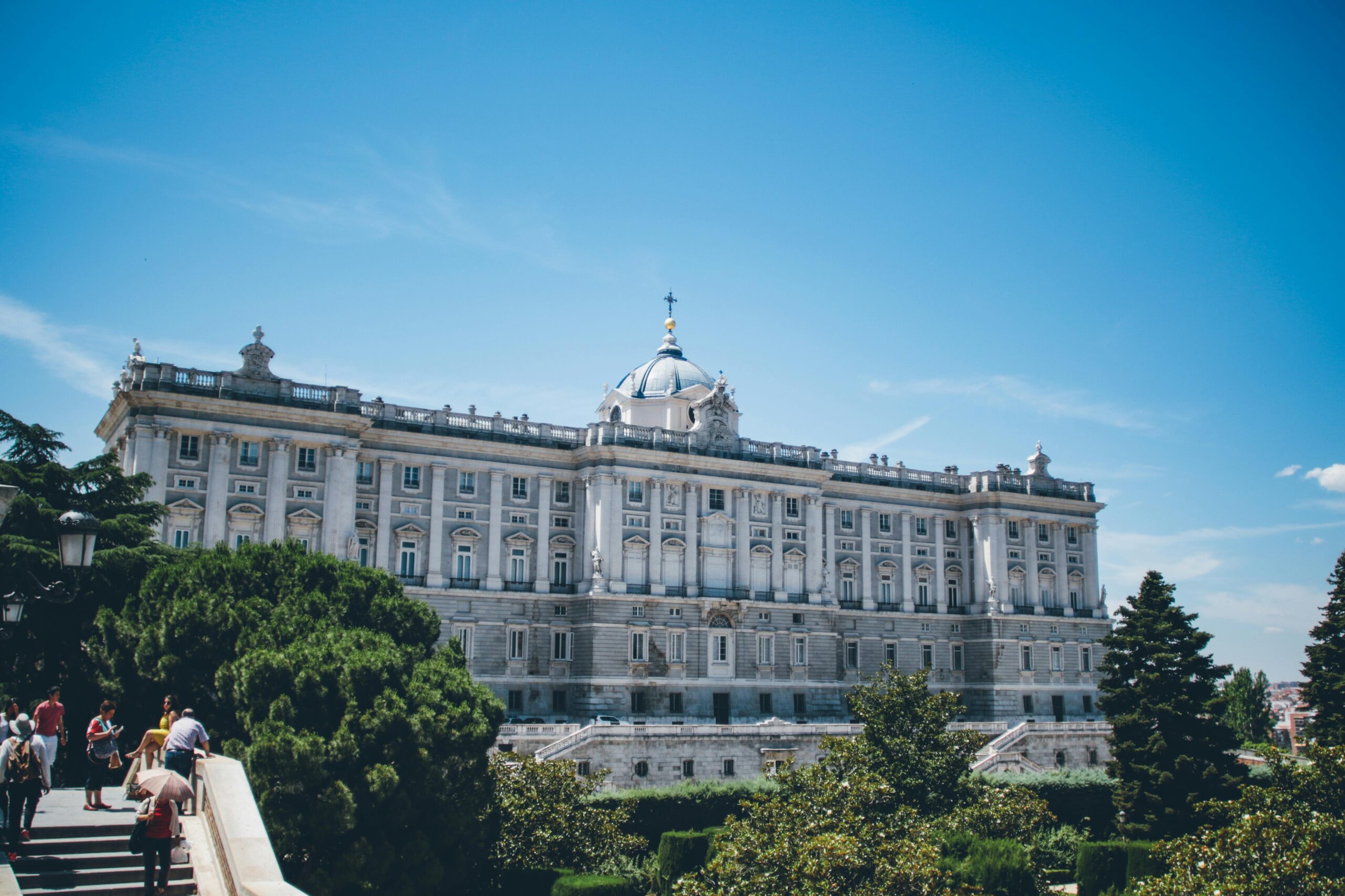 Beautiful aerial view of Madrid cityscape with historic architecture