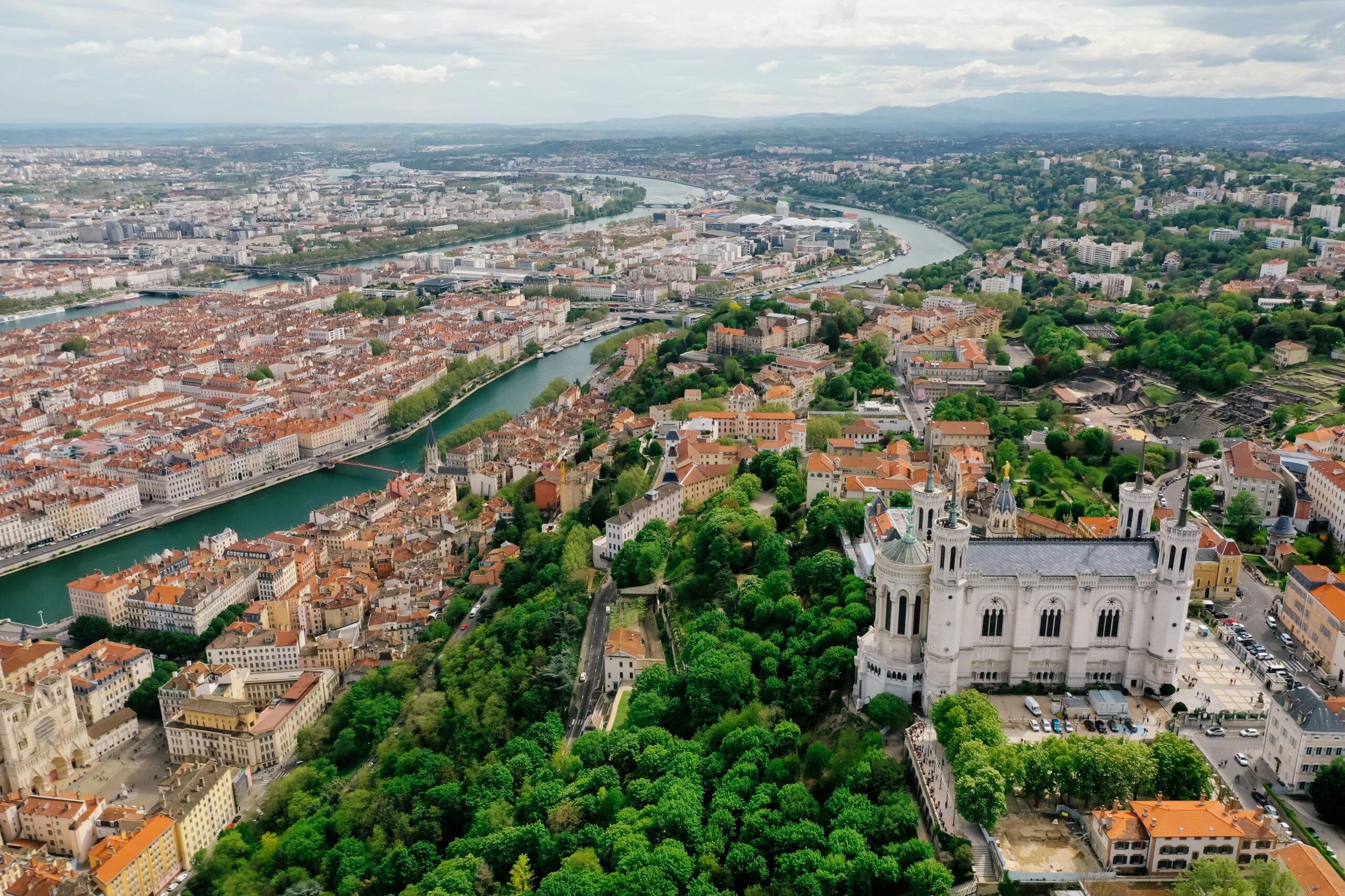 Lyon cityscape with rivers