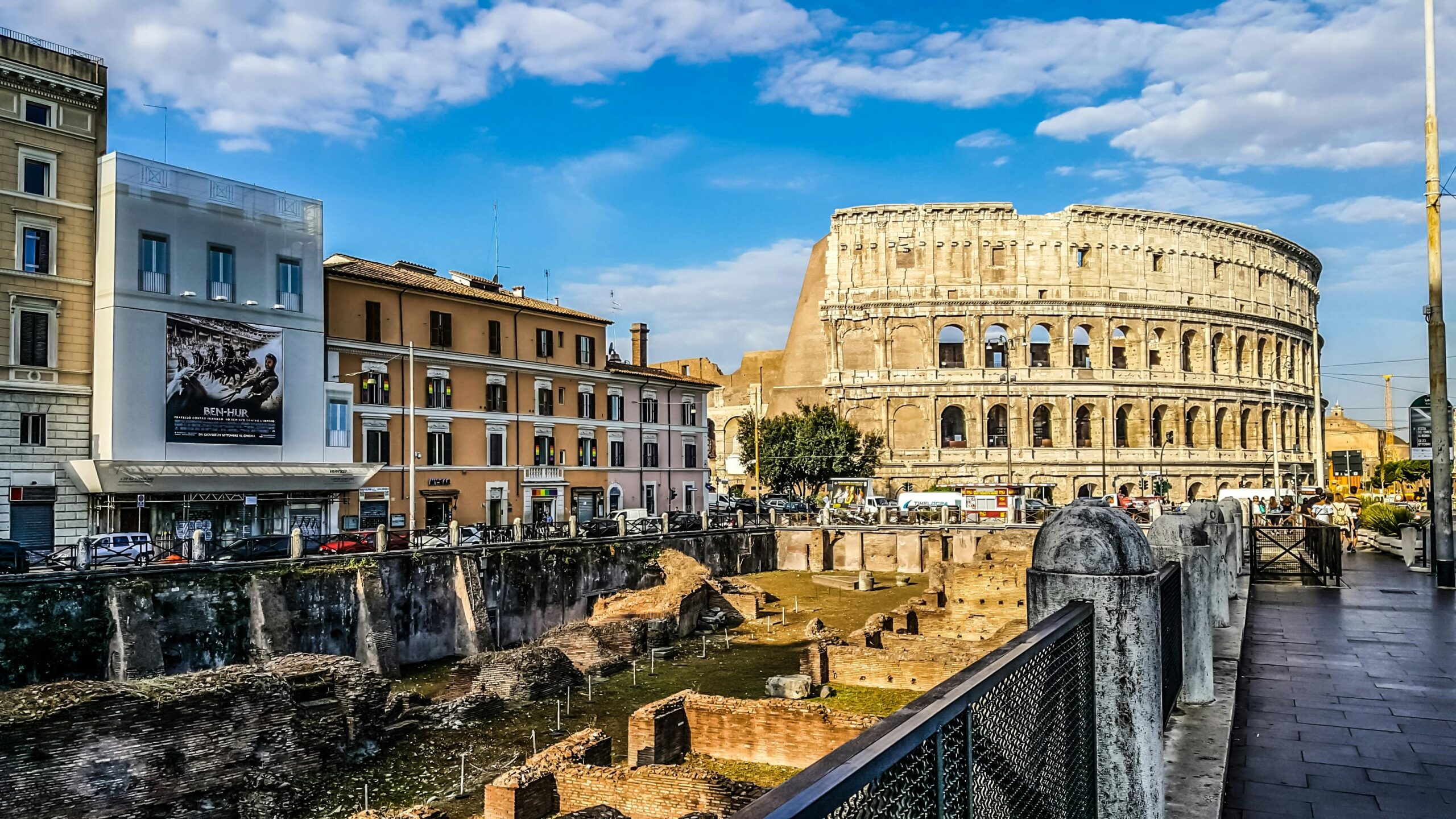 Roman street scene with traditional architecture