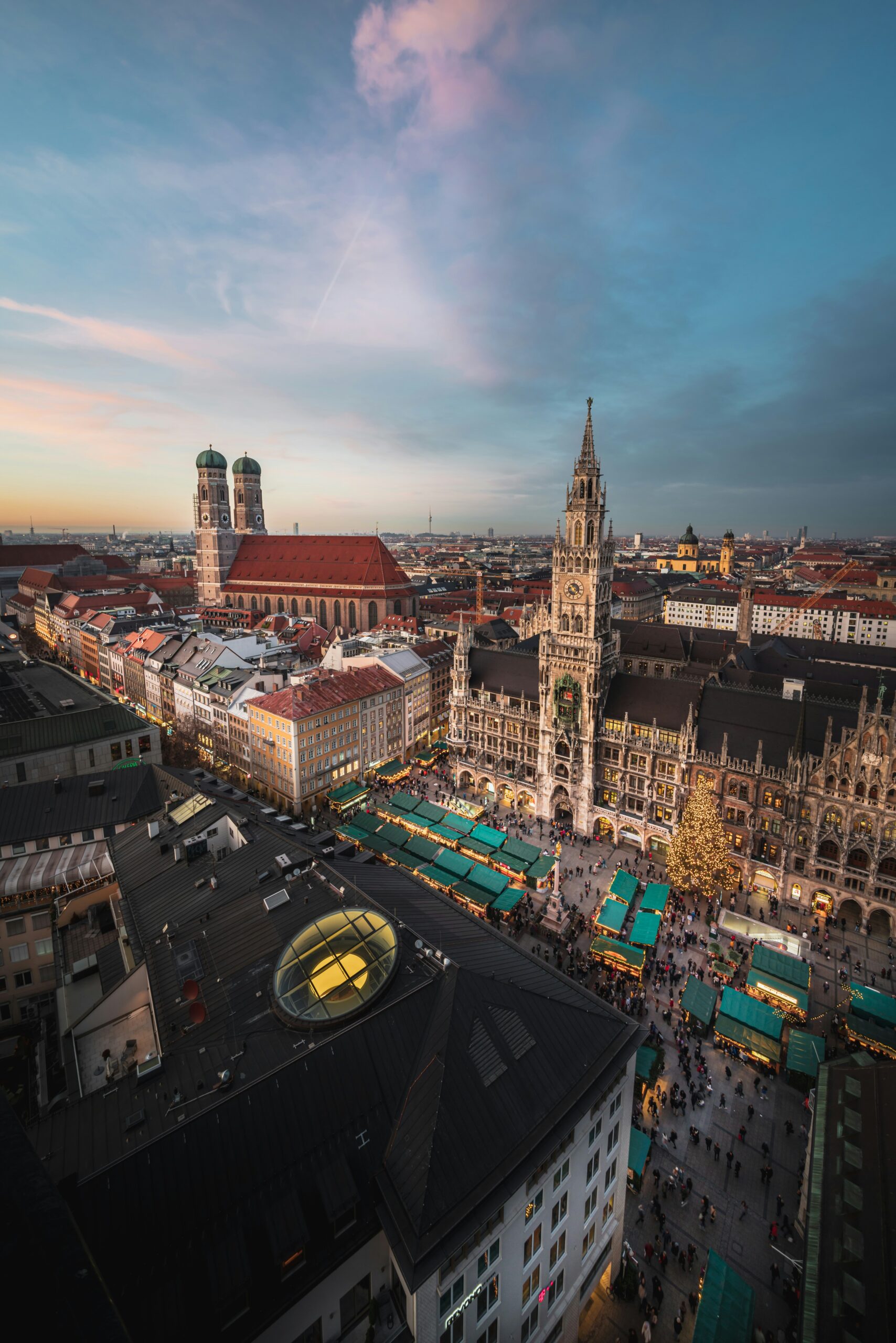 Munich in autumn with golden leaves