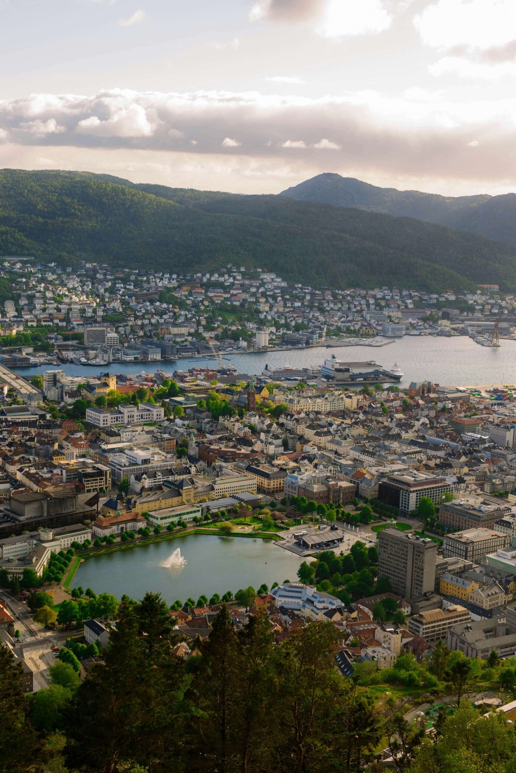 Bergen's historic Bryggen wharf with colorful buildings
