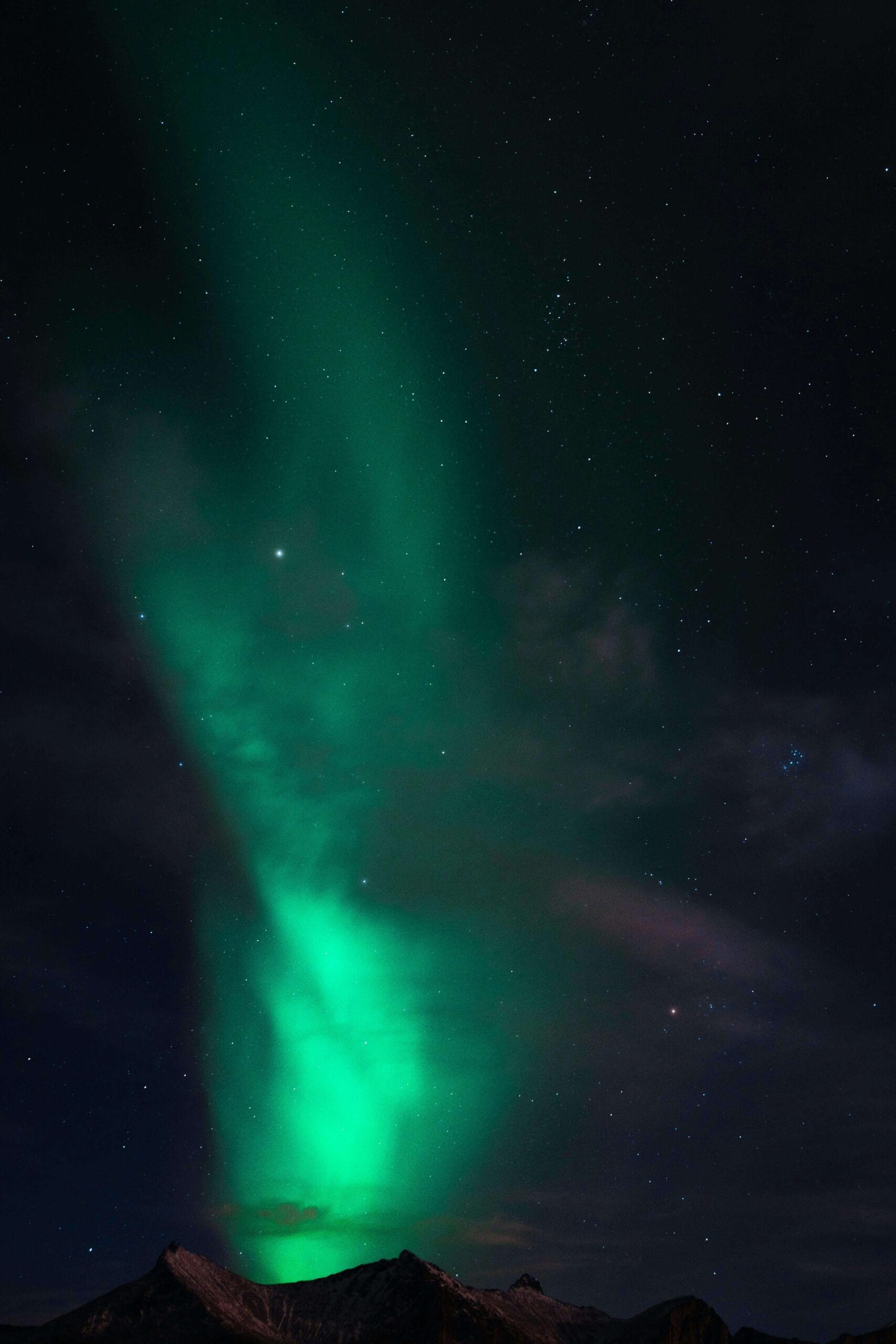 Lapland winter landscape with aurora