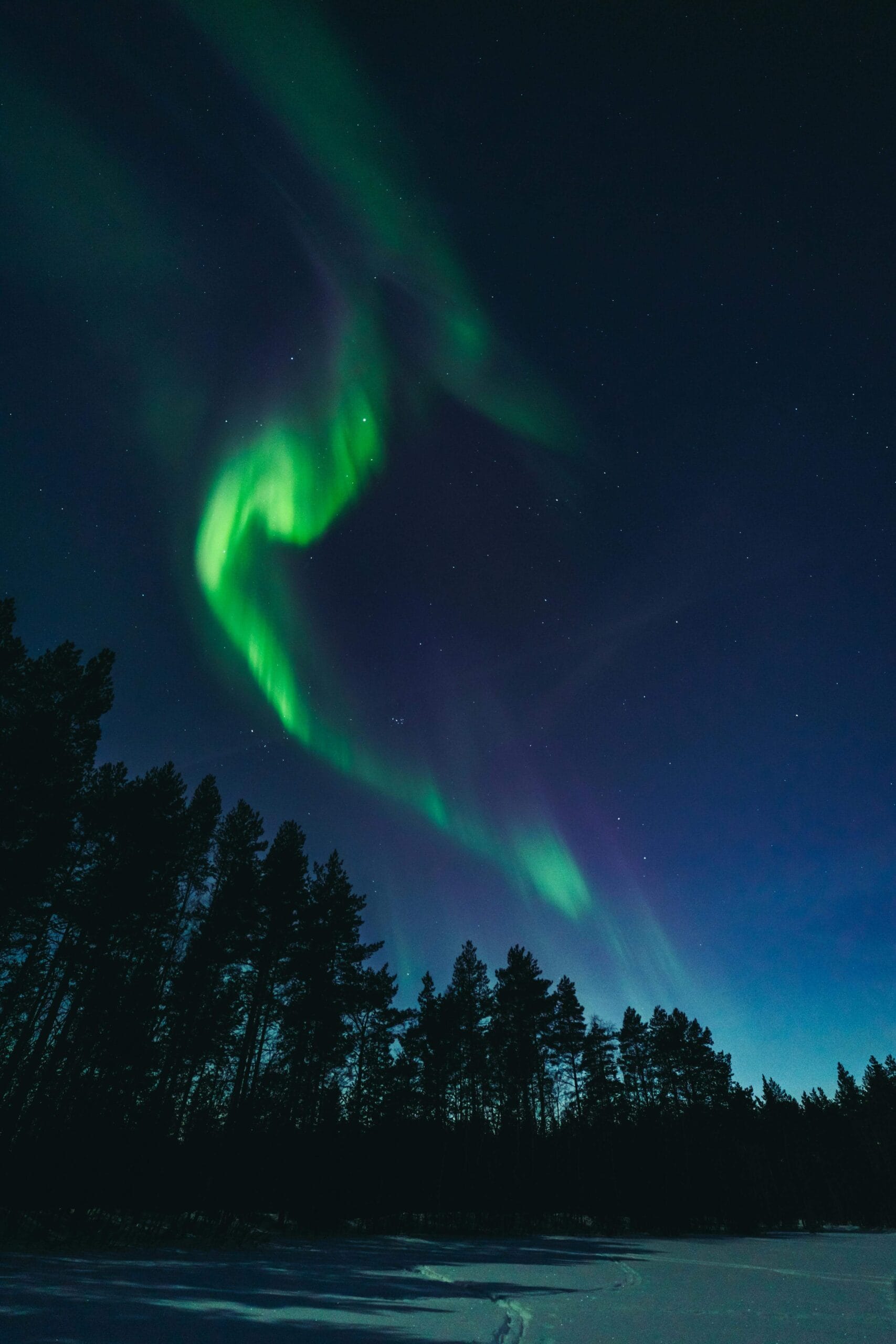 Northern Lights over Lapland wilderness
