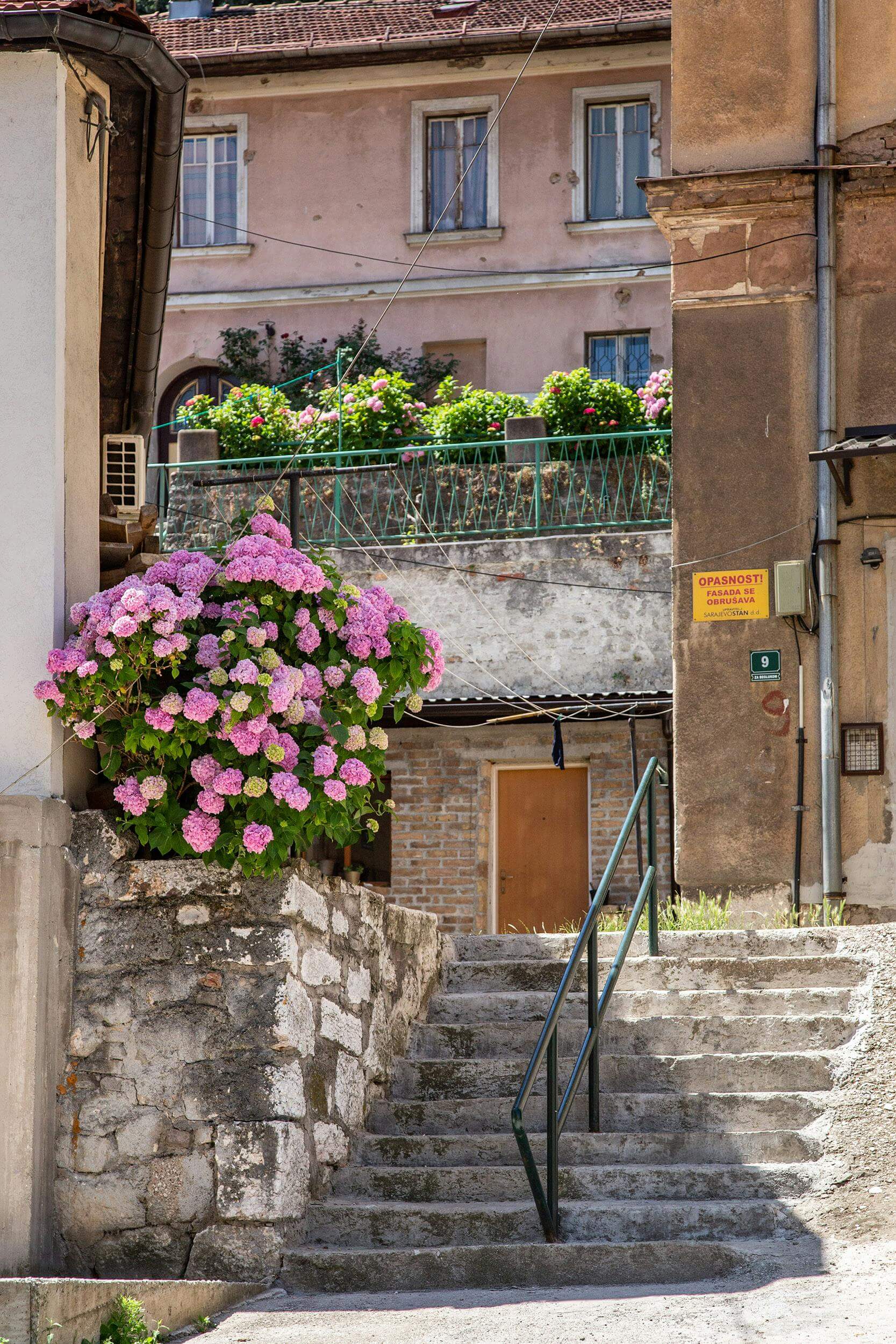 Traditional Mostar hotel courtyard